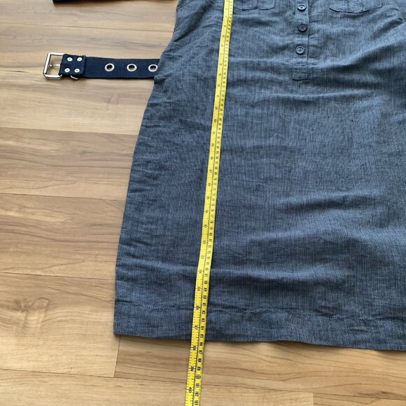 Michael Kors Button Roll Tab Sleeve Shirtdress Blue Size 12 Linen Blend NWT - Picture 7 of 14